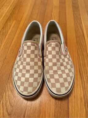 Vans Checkered Slip-On Sneakers in pink and white